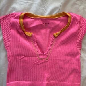 Urban Outfitters Pink and Orange Short Sleeve Top
